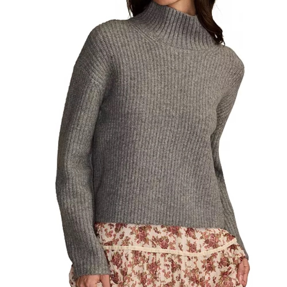 NWT Lucky Brand Gray Ribbed Turtleneck Sweater